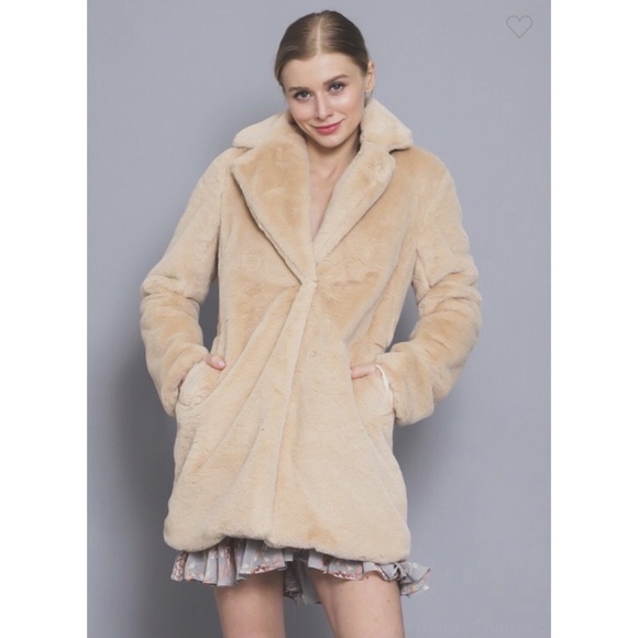 Anastasia Faux Fur Coat - Creme - Picture 3 of 10